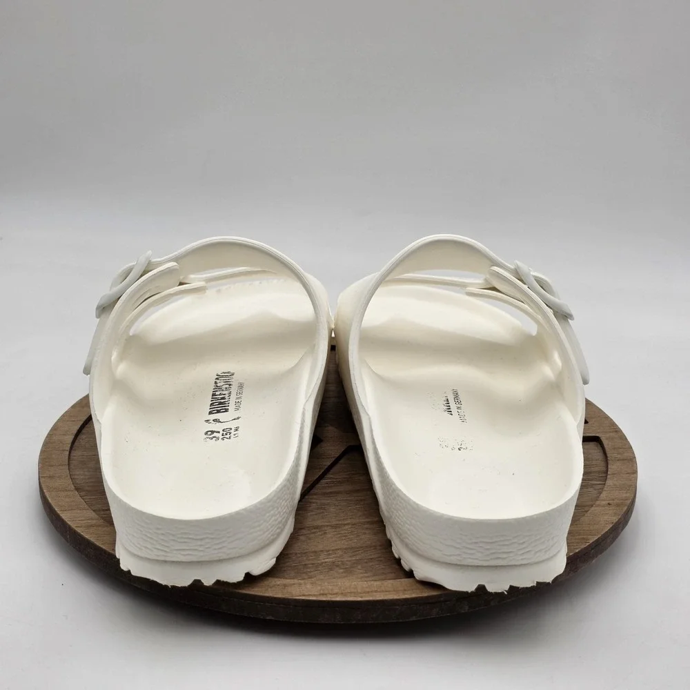 Birkenstock Arizona EVA Unisex Sandals SZ 39 L8 M6 White Double Strap Slide EUC